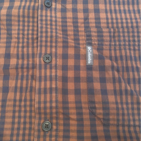 Columbia Men's Plaid Flannel Button Down Long Sleeve Shirt Large Brown - Picture 3 of 6